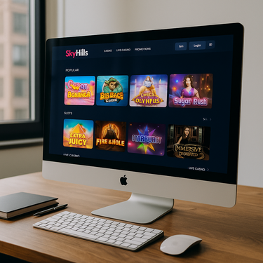 SkyHills Casino - Desktop Interface - Dark Theme Design