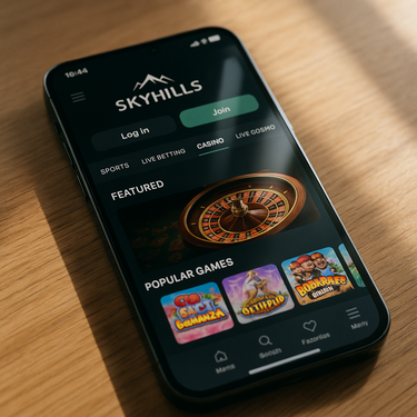 SkyHills Casino - Mobile Platform - iOS and Android Responsive Design